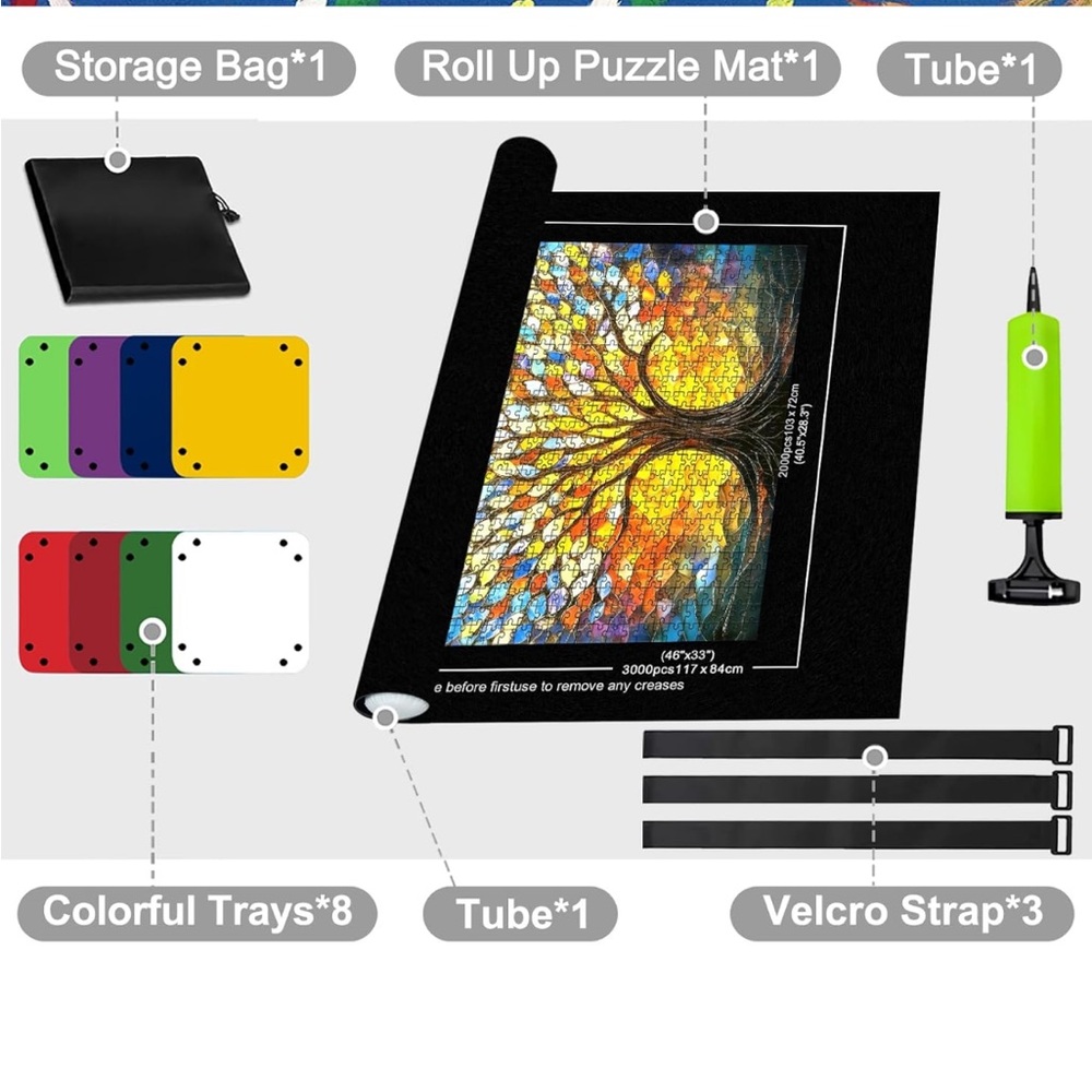 New Black Puzzle Roll Up Mat with Storage Bag